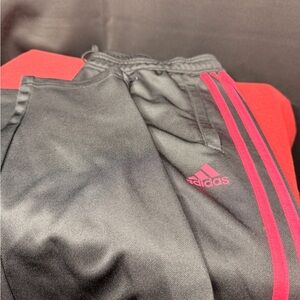 Adidas Women’s Black Joggers with Hot Pink Stripes